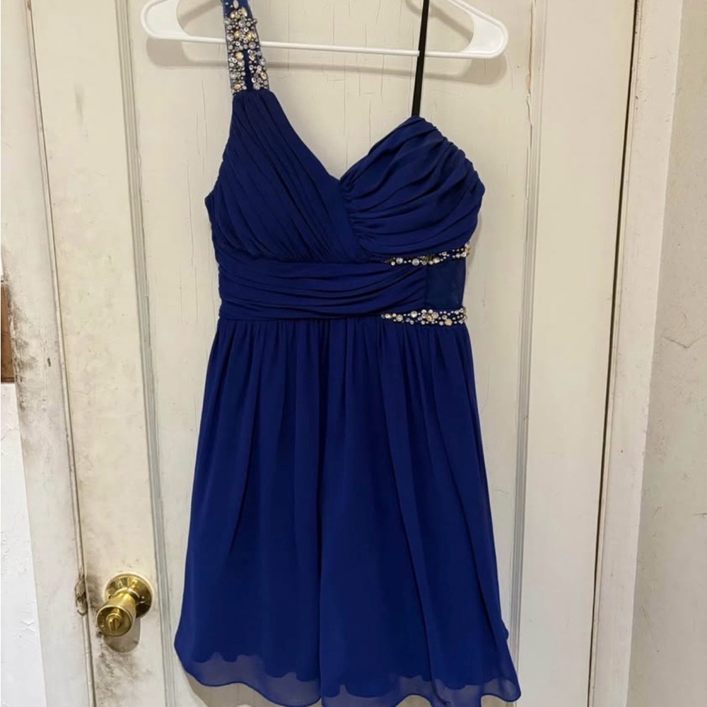 City Triangles Royal Blue One-Shoulder Dress